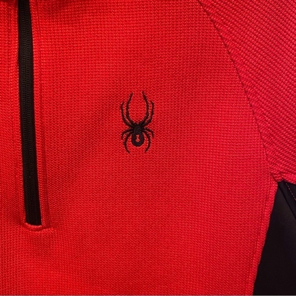 SPYDER Men Red 1/4 Zip Fleece Lined Sweater Size Large - Picture 3 of 9